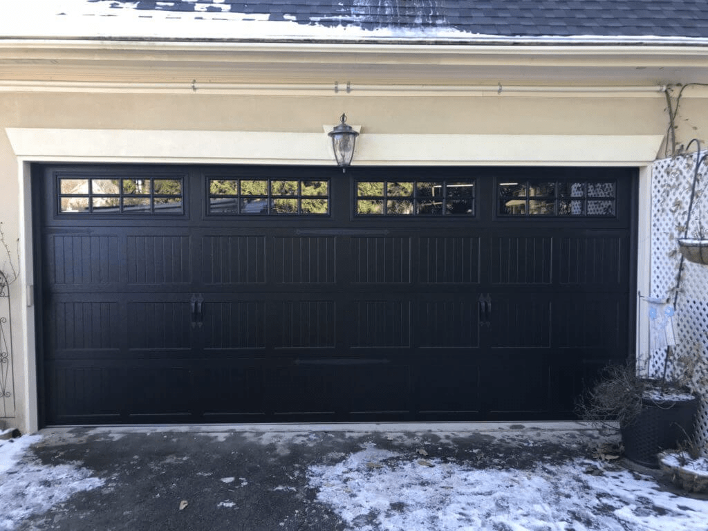 black garage door